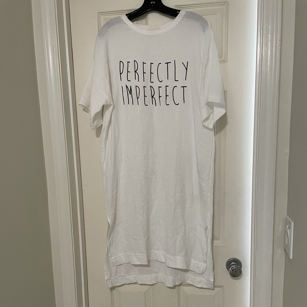 White oversized semi sheer dress